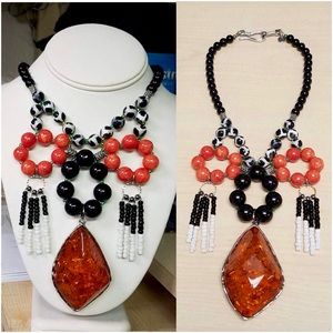 Amber Romance Statement Bib Necklace